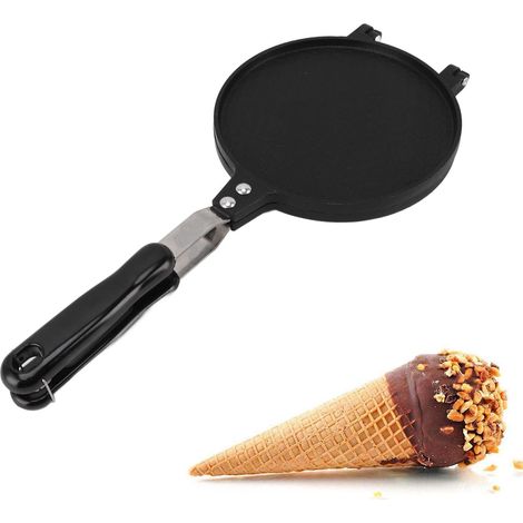 Gaufrier à Cornets de Glace, 16.5cm Machine à Cornets de Crème Glacée en Alliage Aluminium, Antiadhésif Multifonctions Outil de Cuisson pour Desserts à Cônes (1/5)
