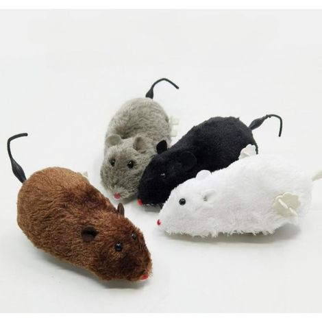 Souris en peluche enroulée, amusant pour chat, souris réaliste avec mouvements (poils aléatoires) (1/5)