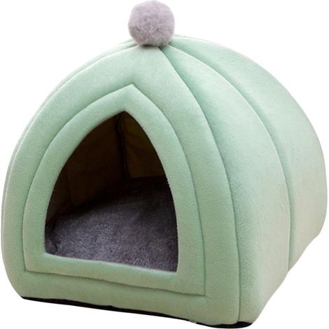 Nid Pour Chat - Maison Caverne En Velours Doux - Lit Chaud Et Lavable Pour Chats Et Petits Chiens - Dimensions 28 X 28 X 30 Cm - Vert (1/5)