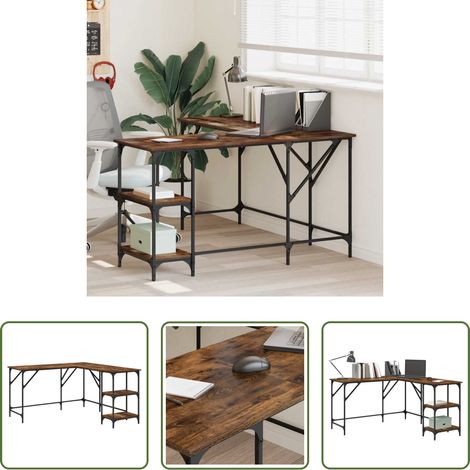 vidaXL Schreibtisch L-Form - Schreibtisch Räuchereiche 139x139x75 cm Holzwerkstoff (1/5)
