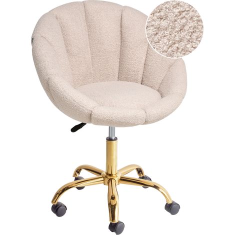 Silla de oficina giratoria elegante altura ajustable de bouclé beige Annabelle (1/5)