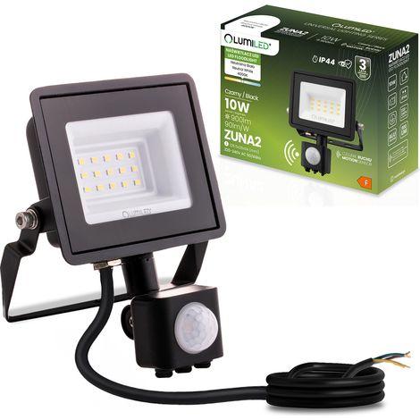 ZUNA2 LED-Flutlicht 10W 900lm 4000K IP44 Schwarz LUMILED Bewegungsmelder
