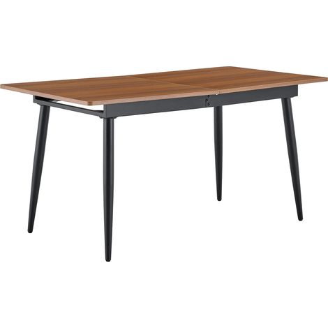 Table à manger rectangulaire 190,5 cm pour 6 à 8 personnes, effet bois foncé, plateau MDF, pieds métal noirs, style industriel moderne et entretien facile CHICFURN (1/5)