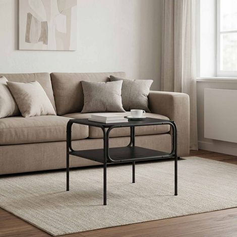 vidaXL Mesa lateral Roble Negro 100 x 50 x 46 cm Madera de ingeniería (1/5)