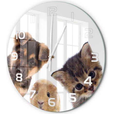 Horloge Murale Ronde Originale en Verre Silencieuse Design Moderne Salon Animaux de compagnie fi 60 cm (1/5)