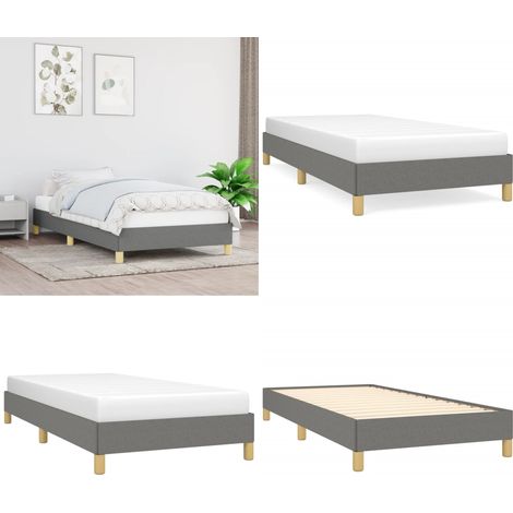 Cadre de lit sans matelas gris foncé 90x200 cm tissu - Cadre De Lit - Lit Simple - Lit Gris - Lit Tissu - Meuble Chambre À Coucher - Home & Living (1/5)