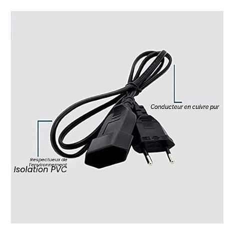 European 2 Pin Male to Copper Cable Extension Cable (0.5 M), Black, (500101134A6) (1/4)