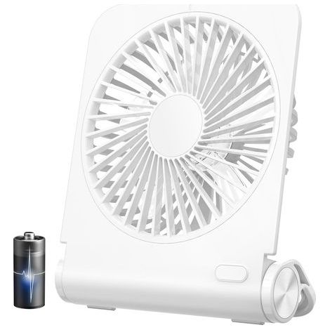 Petit ventilateur de table, rechargeable, pliable, puissant, 4 vitesses, adapté à la croisière, aux voyages et au bureau. (1/5)