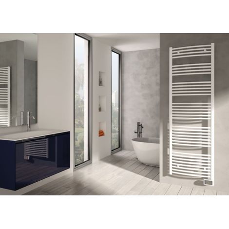 Sèche-serviettes électrique 1000W vertical mural blanc – Acier – Hauteur 1658mm – IP24 pour salle de bain – Alterna