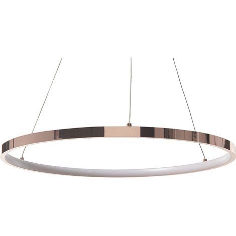 Lampe Cercle Suspendue ø 50 cm en Aluminium Rose Doré