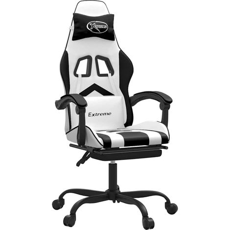 Maison Exclusive - Sedia da Gaming con Poggiapiedi Bianco e Nero in Similpelle (1/5)