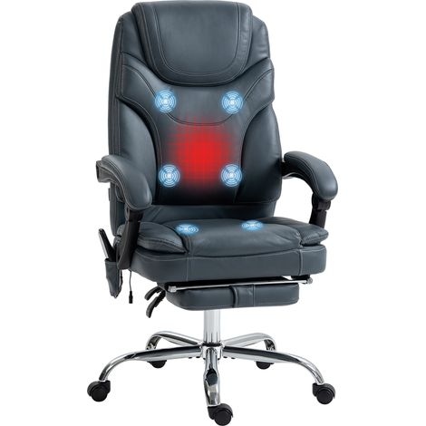 Sedia Operativa da Ufficio Massaggiante e Riscaldante 67x67x113-121 cm Grigio (1/5)