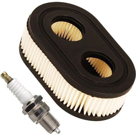 (1 jeu de filtres à air avec bougie d'allumage compatible avec Briggs & Stratton 798452 593260 moteur tondeuse à gazon compatible avec Oregon 30-168 Rotary 14364 (1/4)