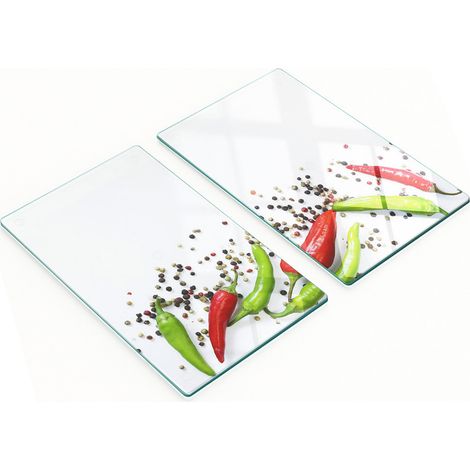 Küchenschneidebretter aus Glas mit Chili-Motiv, 2 x 30 x 52 cm (1/5)