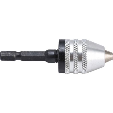 Schnellspann-Bohrfutter-Adapter für Schlagschrauber, 3 Backen, 1/4"-Sechskantschaft, 0,3–6,5 mm, Silber (1/5)
