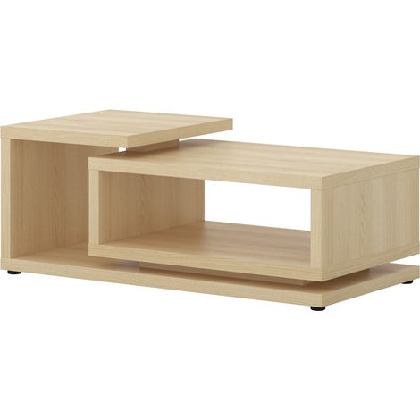 Mesa de centro Lutiva 104, Roble, 48x60x120cm, Diámetro: 0, Aglomerado laminado, Angular