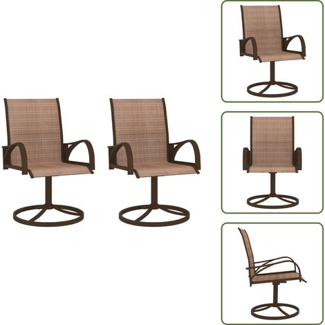 Chaises pivotantes de jardin lot de 2 Textilène et acier Marron - Chaise De Jardin - Fauteuil De Jardin - Mobilier De Jardin - Set De Chaises - Chaises Rotatives (1/5)