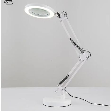 desk lamp with a magnifying glass, 30x magnification, built-in light, 3 color modes, and 10 adjustable brightness levels. [RM]