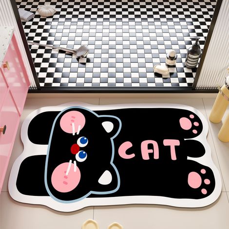 Paillasson de salle de bain, tapis de sol dopaminergique à motif animal de dessin animé absorbant, tapis de toilette antidérapant, 40 × 60 cm (1/5)