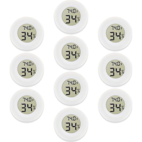 Lot de 10 mini thermomètres hygromètres numériques avec écran LCD pour serre, jardin, cave, réfrigérateur et bocal Mason (blanc)