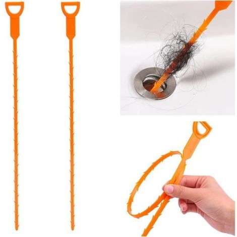 Crochet de Nettoyage Évier - Tige Barbelée Flexible pour Drain - Outil de Débouchage Réutilisable - 2 Pièces