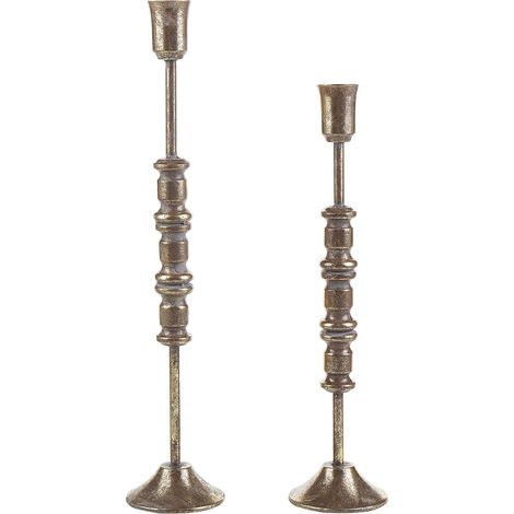 Kerzenständer 2er Set SALAMINA Metall 63/49 cm Gold