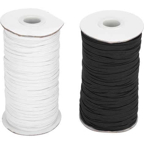 Bande élastique à faire soi-même pour manchon, 100 yards/rouleau de corde élastique haute résistance, noire et blanche. (1/5)