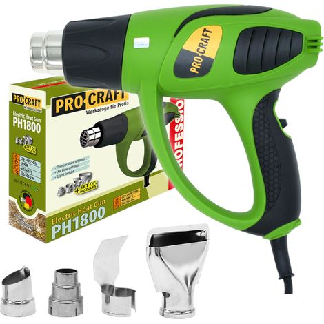 Pistola ad aria calda Procraft PH1800 1800 Watt 400 - 600 °C + 4 ugelli