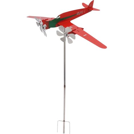 Aeroplane Weathervane, Metal Windmill Unique and Magic 3D Outdoor Kinetic Sculpture, Airplane Windmill for Garage, Dome, Barn, Patio (1/5)