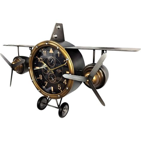 Orologio decorativo in metallo a forma di aeroplano con design vintage