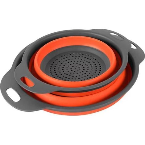 2Pcs Passoire Pliable Silicone Tamis Pliable Bol Pliable Bol Pliant Camping Grande Passoire Pliable Pour éGoutter PâTes,LéGumes (1/4)