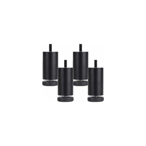 4 verstellbare Möbelfüße aus Aluminiumlegierung, runde Metallfüße für Tische, Sofas und Betten, Schwarz (10 cm) - Crezuo