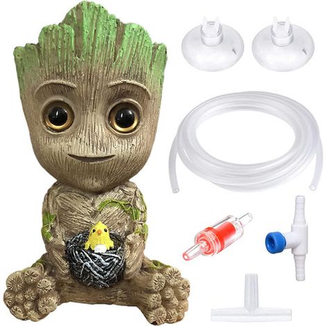 Décoration d'Aquarium Bébé Groot Figurine Animée pour Bulleur d'Aquarium Ornement de Bulle d'Air en Résine pour Aquarium et Pot de Fleurs (1/5)