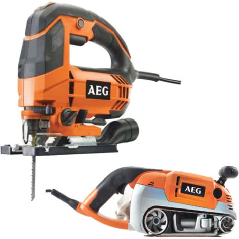 Pack AEG seghetto alternativo elettrico - 700W - STEP 100X - Levigatrice a nastro elettrica 1010W
