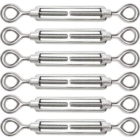 6 Pièces Tendeur Cable M5 Tendeur Cable Inox 304 Réglable Oeil de Ridoir et Oeil pour Tendeur de Fil Cable Acier Corde Crochet Tendeur Accessoires (1/5)