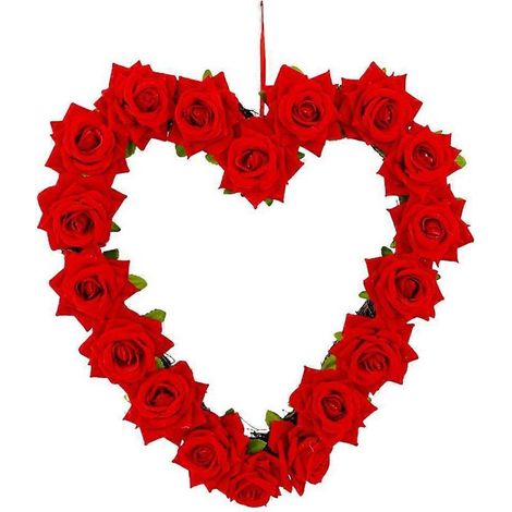 Guirlande de roses artificielles en forme de cœur, couronne de fleurs décorative pour porte d'entrée et décoration intérieure de la maison (1/5)