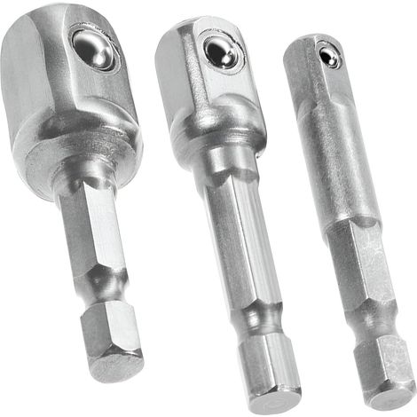 Lntyq 3-teiliger Universal-Sechskant-Steckschlüsseladapter 1/2", 1/4", 3/8", Multifunktionsschlüssel, für Akku-Bohrschrauber, Steckschlüsseladapter (1/5)
