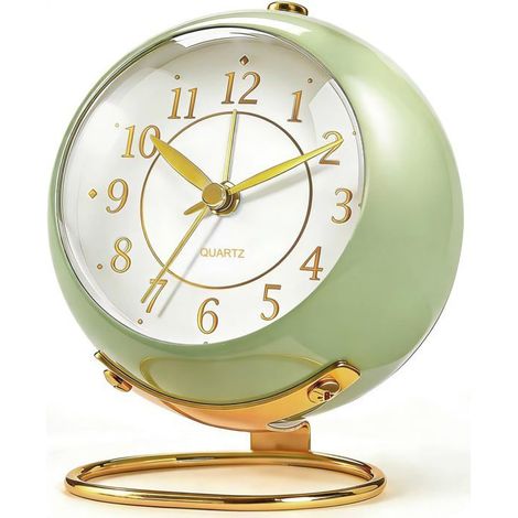 Réveil Analogique Rétro, Petit Réveil avec Veilleuse, Silencieux sans Tic-Tac, à Piles, Horloge à Rétroéclairage pour (1/4)