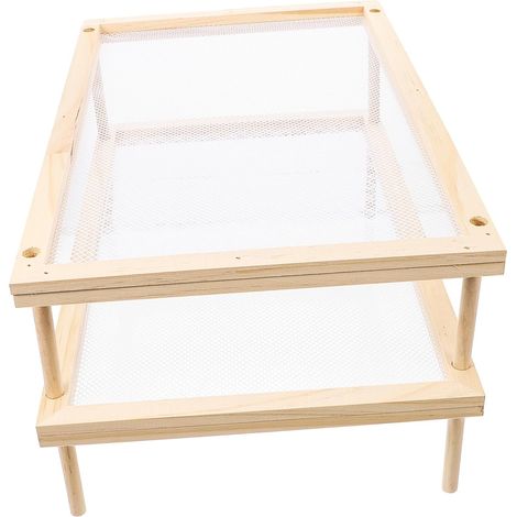 Séchoir à Nouilles et Support à Spaghettis Double Couche en Bois Naturel, Étagère à Pâtes Réglable Cuisine, Pratique pour Séchage de Fruits et Légumes, Rangement Compact Ménager (1/5)