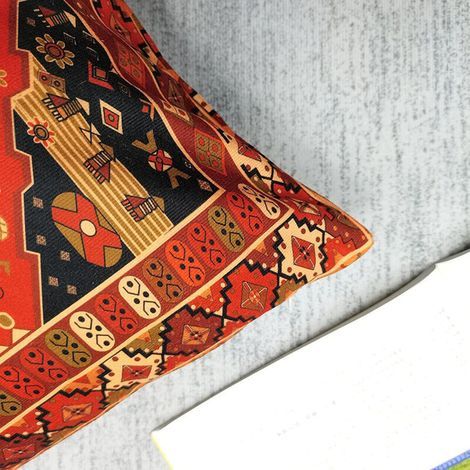 4PCS Housse de Coussin Rouge Orientale Turque - Décoration d'intérieur - Style Tribal Ethnique Persan - pour Salon, canapé, Sofa, 45 x 45 cm (1/3)