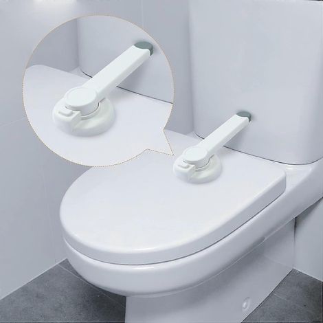 Mécanisme de verrouillage sans espace pour abattant de toilettes bébé, compatible avec la plupart des toilettes, installation facile sans outil grâce à l'adhésif 3M (1/5)