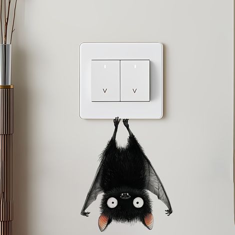 autocollant mural chauve-souris noire charmante - Amovible, auto-adhésif, facile à nettoyer, décoration pour salon et chambre - Classe (1/5)