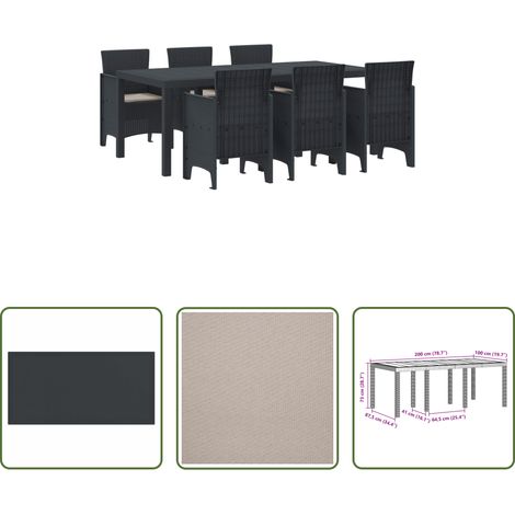 Garten Tisch - Garten Essgruppe 7 pcs Anthrazit Polypropylen (1/5)