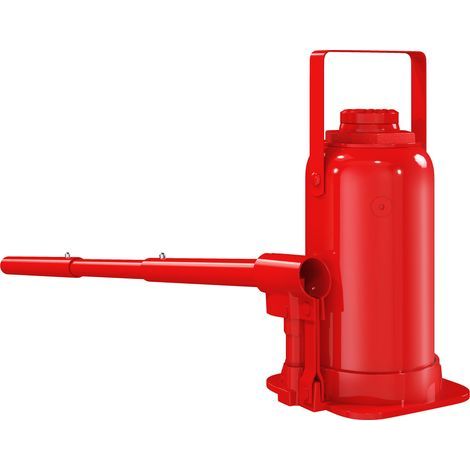 Cric bouteille hydraulique 12 T, cric hydraulique à bouteille gamme de levage 19-37 cm longue poignée et selle, rouge (1/5)