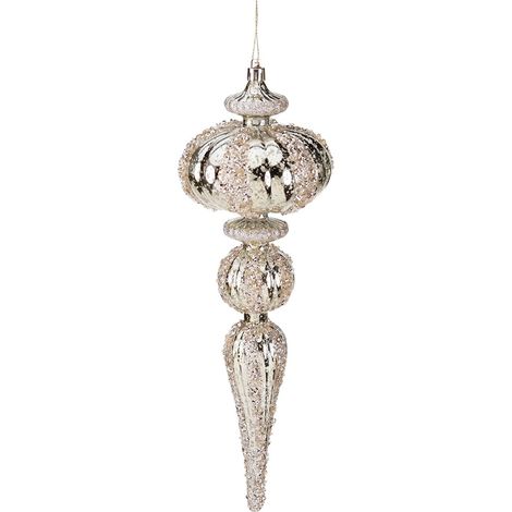 Pendente allungato in vetro decorato per albero di Natale, decorazione natalizia da 30 cm