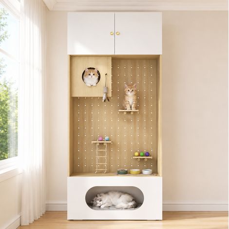 Armario para gatos con pared de escalada y almacenaje 90 x 50 x 200 cm (1/5)