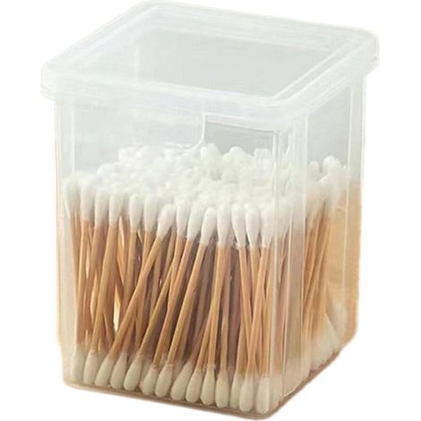 Estuche cuadrado para discos de algodón - Caja de cosméticos - Organizador de maquillaje - Tapa antipolvo - 9,4 x 9,3 x 7,2 cm - Transparente (1/5)