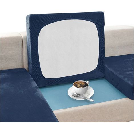 Housse De Canapé - Velours - Bleu Marine - 50 À 65 Cm - 1 Pièce (1/5)
