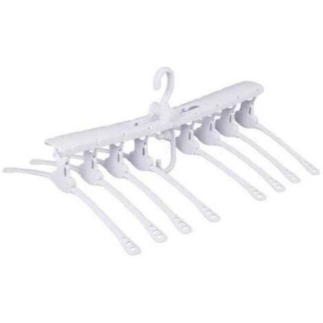 8 en 1 cintre vêtement Cintre pour dressing gain de plac chemise Robe blanc porte-cintre Séchoir linge rack de séchage Cintre linge (1/4)