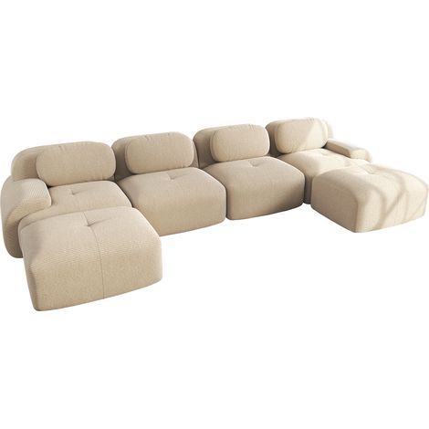 GagaCanapé modulable U beige, velours côtelé, sans montage (1/5)